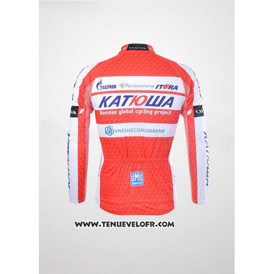 2012 Maillot Ciclismo Katusha Blanc et Orange Manches Longues et Cuissard